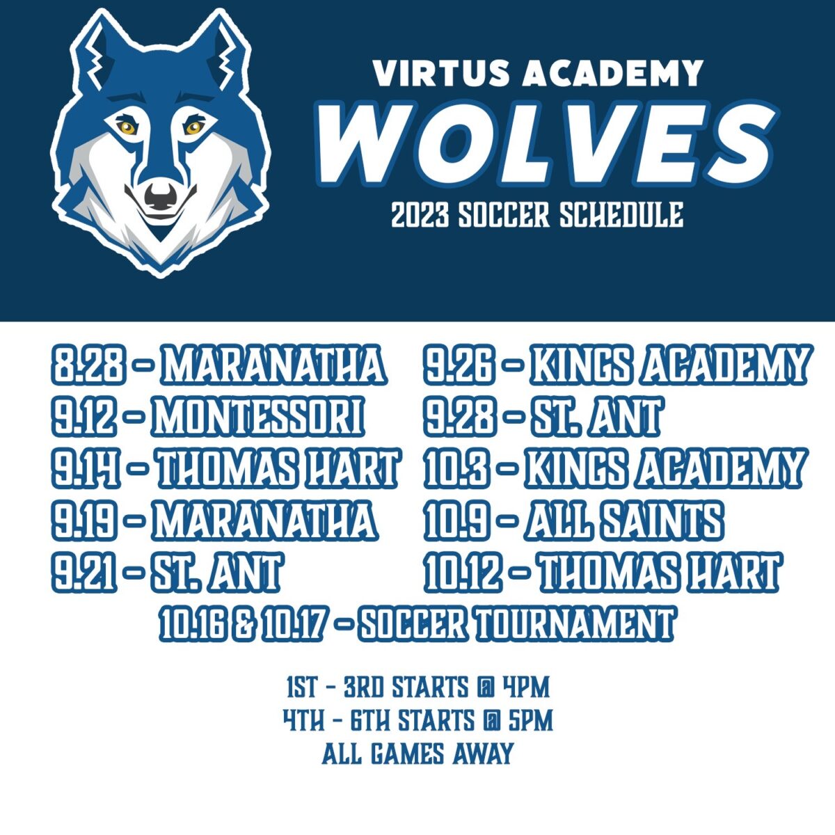 Wolves Soccer Schedule