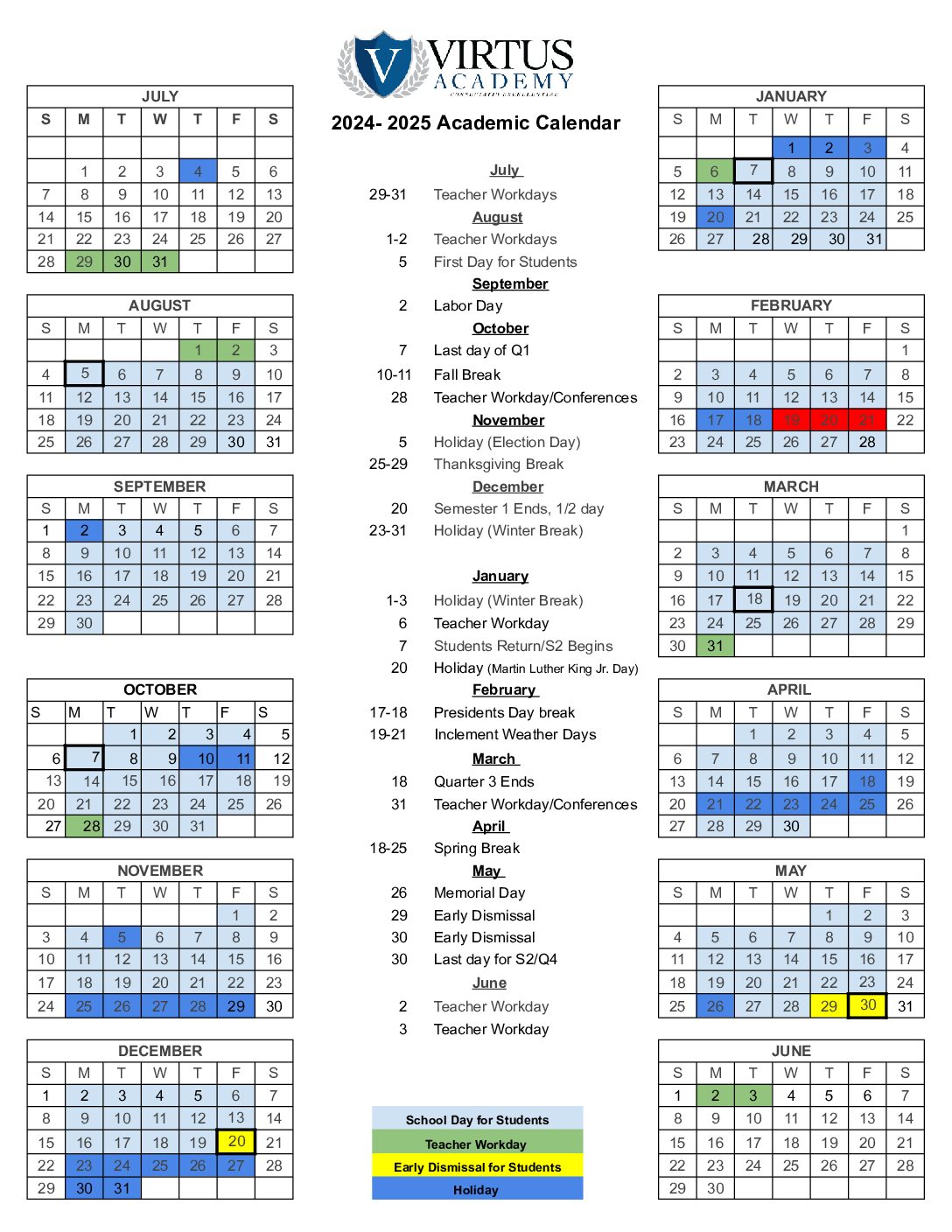 2024-25 Academic Calendar